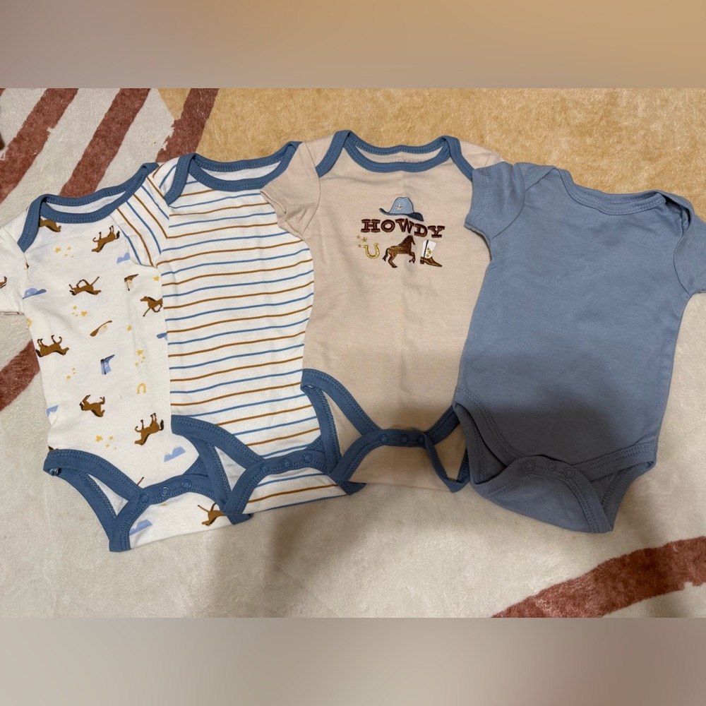 T.J.Maxx Howdy Bodysuit Set - Blue, Cream, Tan